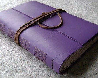 Large Leather Journal, 6"x 9", lavender journal, handmade journal by Dancing Grey Studio(2058)