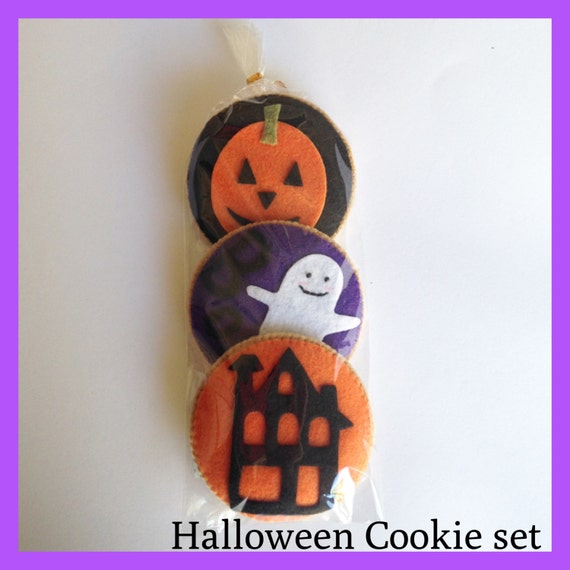 Etsy Pretend Felt food Play food  Halloween Cookies Set(Big size 3pc)