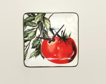 Tomato Clock - Unique Wall Clock - Small Clock - Kitchen Clock - Vegetable Clock - Kitchen Decor - Botanical Wall Decor - 1452