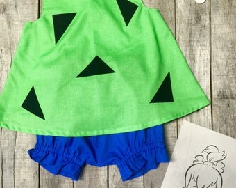 Pebbles Flintstones Birthday outfit- Pebbles Birthday - Baby and Toddler Halloween Costume with Felt Bone Hair Clip