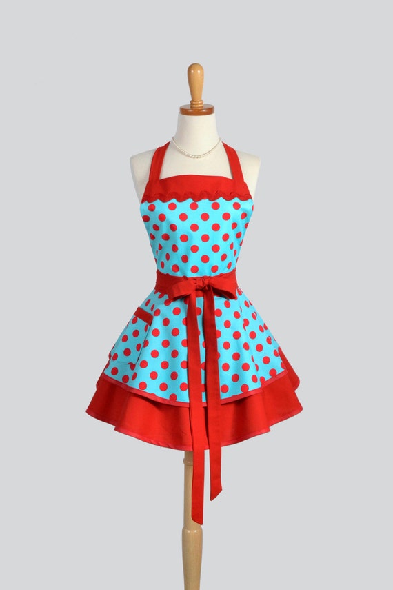 Ruffled Retro Apron Flirty Full Pinup Rockabilly By Creativechics