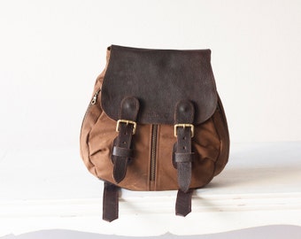 Leather backpack in brown bag soft leather bag everyday by milloo