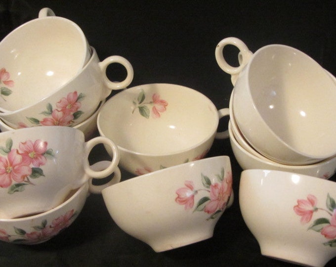 12 + Pieces Universal Ballerina Pink Dogwood Cups and Saucers, Replacement China, Crafting China, Pink Dogwood China, Retro Design China