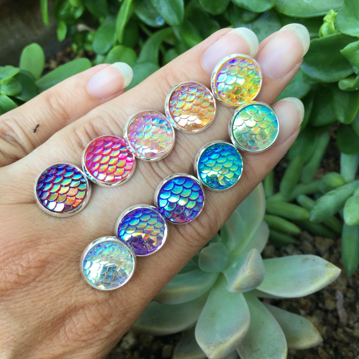 Mermaid Earrings SALE Stud Earrings Scale Earrings Dragon