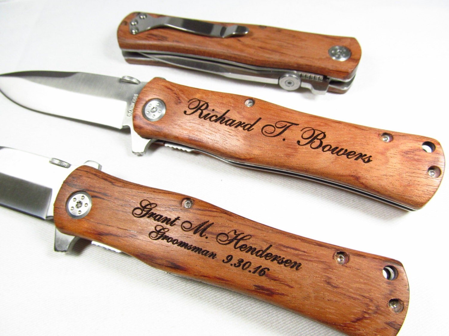 3 Engraved Knife EDC Pocket Knives Groomsmen Knife
