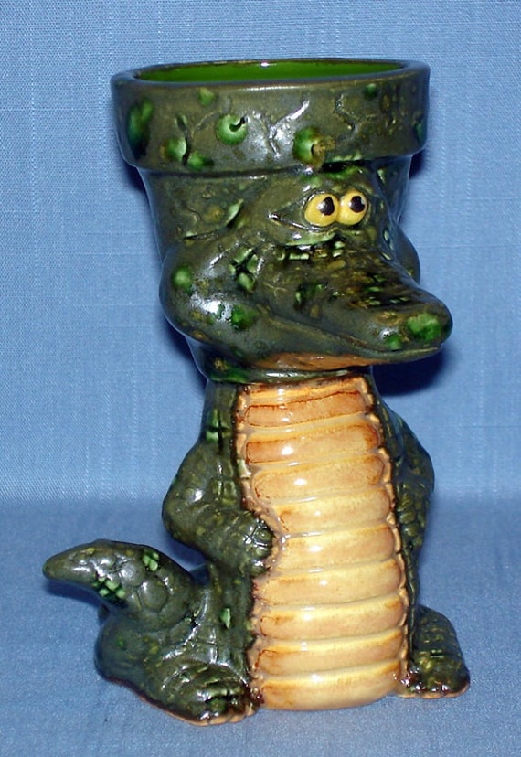 Ceramic Alligator 2 Flower Pot Succulent Planter Herb Pot