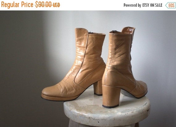 brown platform boots 70s