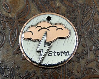 Custom Storm Dog ID Tag-Pet Collar ID Tag-Dog Storm ID Tag-Storm Keychain Fob or Luggage Tag