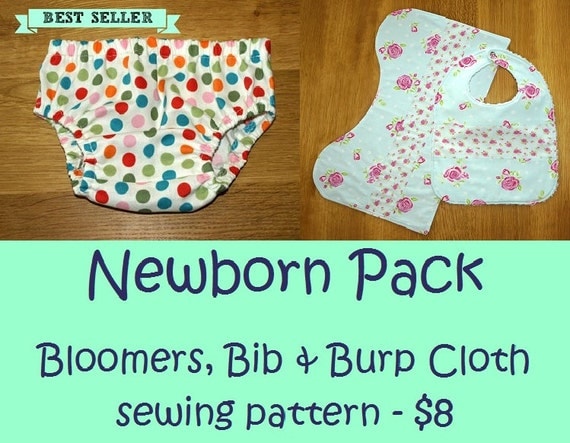 Newborn sewing pattern Diaper Cover pattern Bib pattern