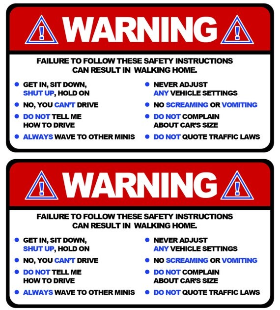 Visor stickers Set Small Funny Safety Instructions for