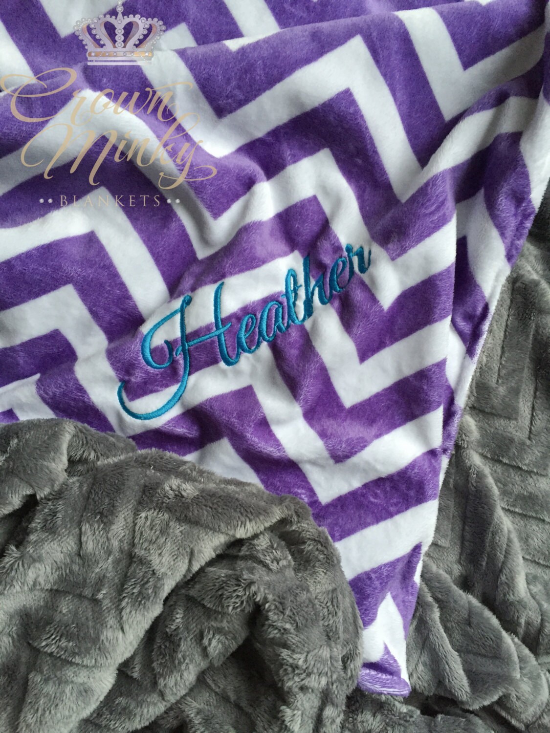 Personalized Adult Minky Blanket Choose your by CrownMinkyBlankets