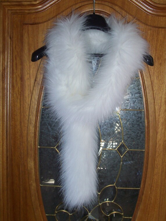 Glamorous White Fox Faux Fur Long Scarf