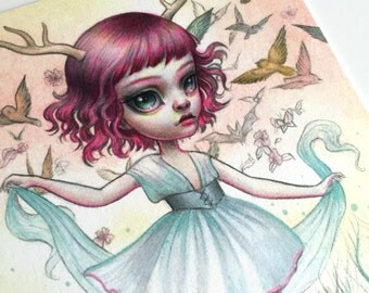 The Questing Beast - 4 x 5.75 Mini Art Print by Mab Graves - unframed