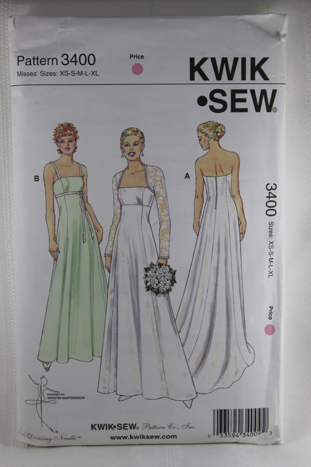  Kwik  Sew  Pattern  3400 Gowns  and Bolero Wedding  Gown  Brides