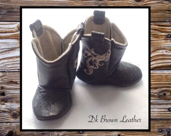 Baby Leather Cowboy Boots | Choose your Leather & Stitching Color | Newborn size up to 24 Months