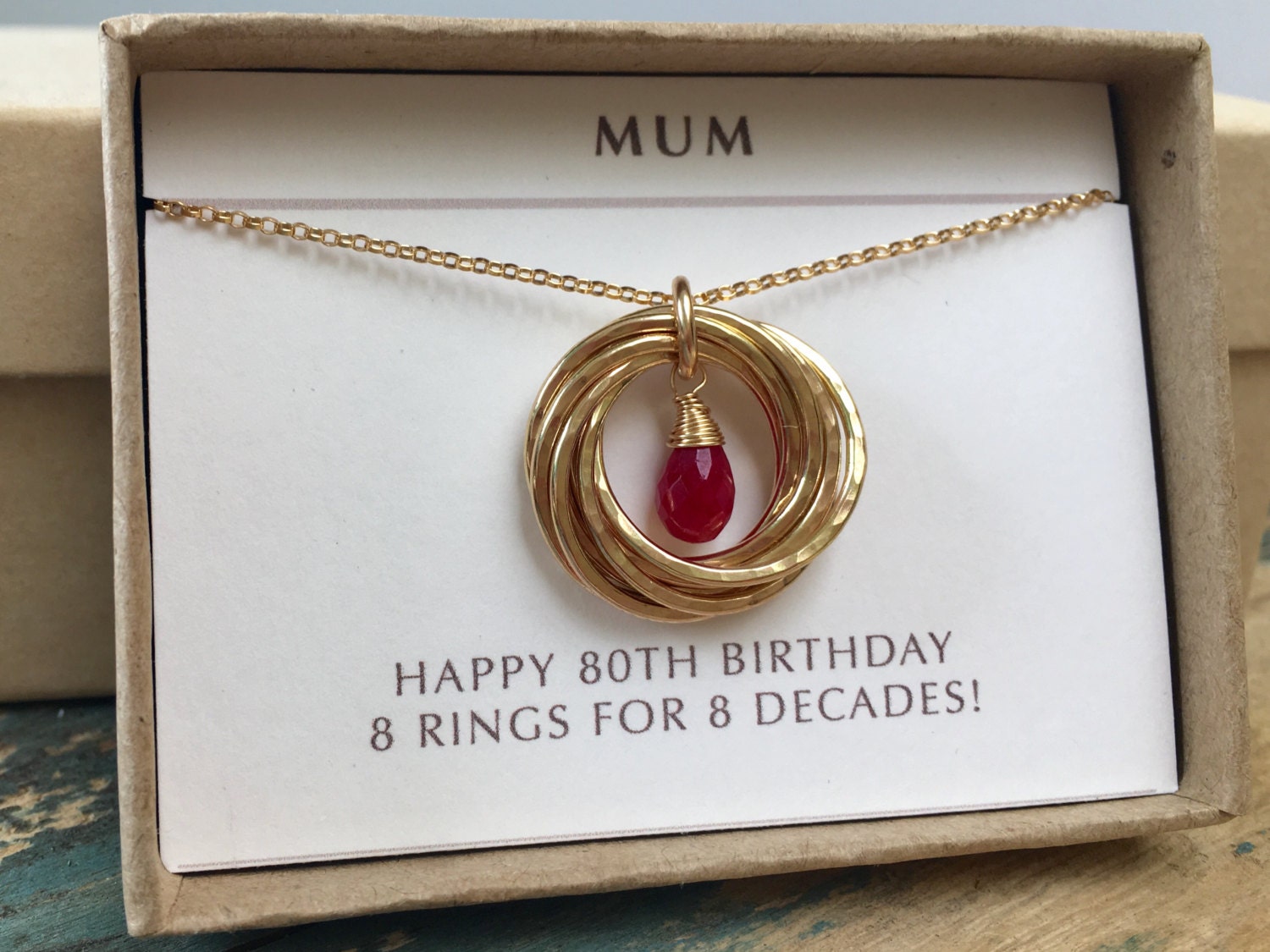 80th birthday gift for grandma ruby necklace for mother July