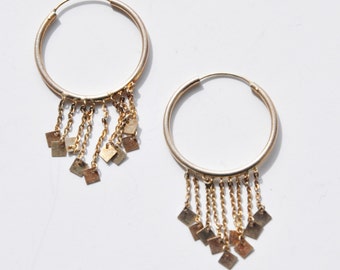 Vintage Sterling Silver Dangle Hoops Earrings