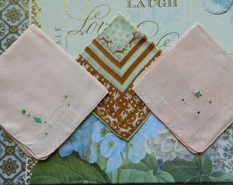 3 Vintage Hankies Good Vintage Condition Lot 2653