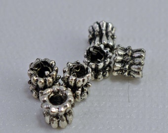 Antique silver plated beads, 5x5mm - #1851