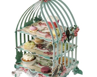 Shabby Chic Pastry Tea Sandwich Cupcake Birdcage Stand