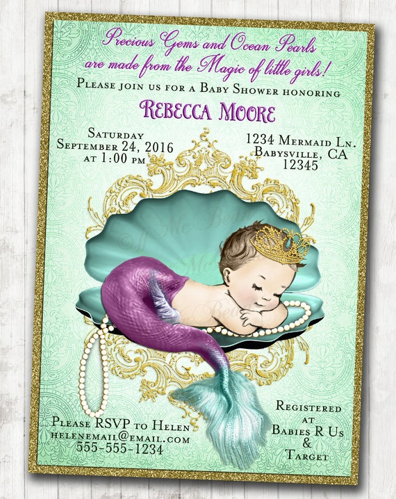 Mermaid Themed Baby Shower Invitations 5