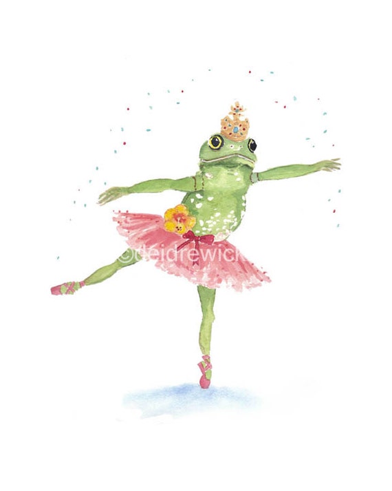 Ballerina Frog Watercolor Print Frog Illustration