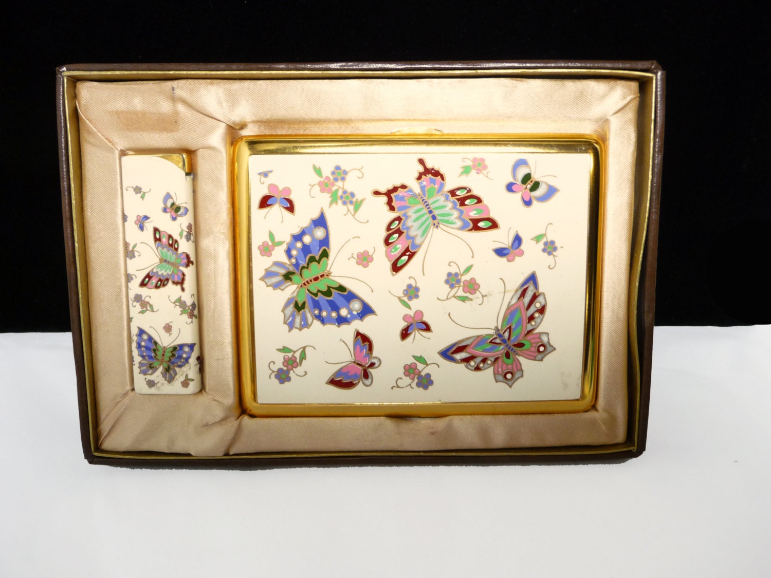 Vintage Cigarette Case & Lighter Set in Original Box Set by