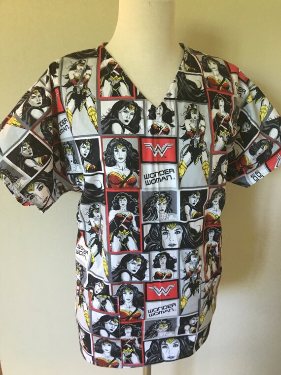 Last one Wonder Woman superhero girl mecical scrub top nurse
