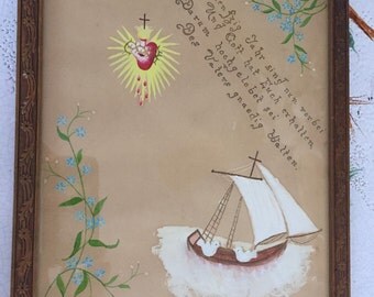 Original Drawing// Anniversary Remembrance/ German//Original Art/God/Antique Frame/ By Gatormom13 JUST REDUCED