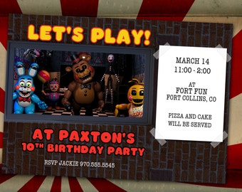 Five Night's at Freddy's Invitation FNAF *DIGITAL DOWNLOAD*