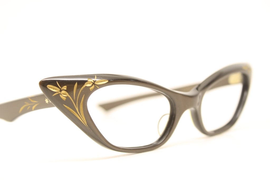 Brown Floral cat eye glasses vintage cateye frames eyeglasses