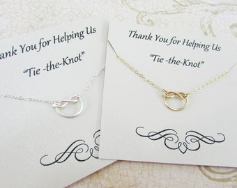 Tie the knot Necklace Sterling Filled Silver, Bridesmaid Knot Necklace, Simple Knot Jewelry, Bridesmaid Jewelry, Wedding Jewelry Gift Ideas