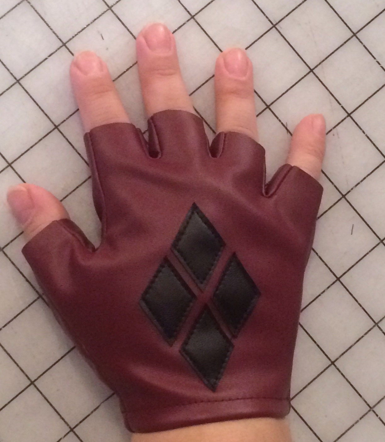 Harley Quinn Arkham City Fingerless Gloves READY TO SHIP