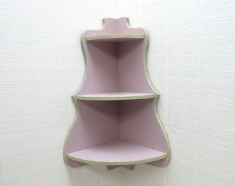 Vintage Wooden Corner Shelf 3 Tiered