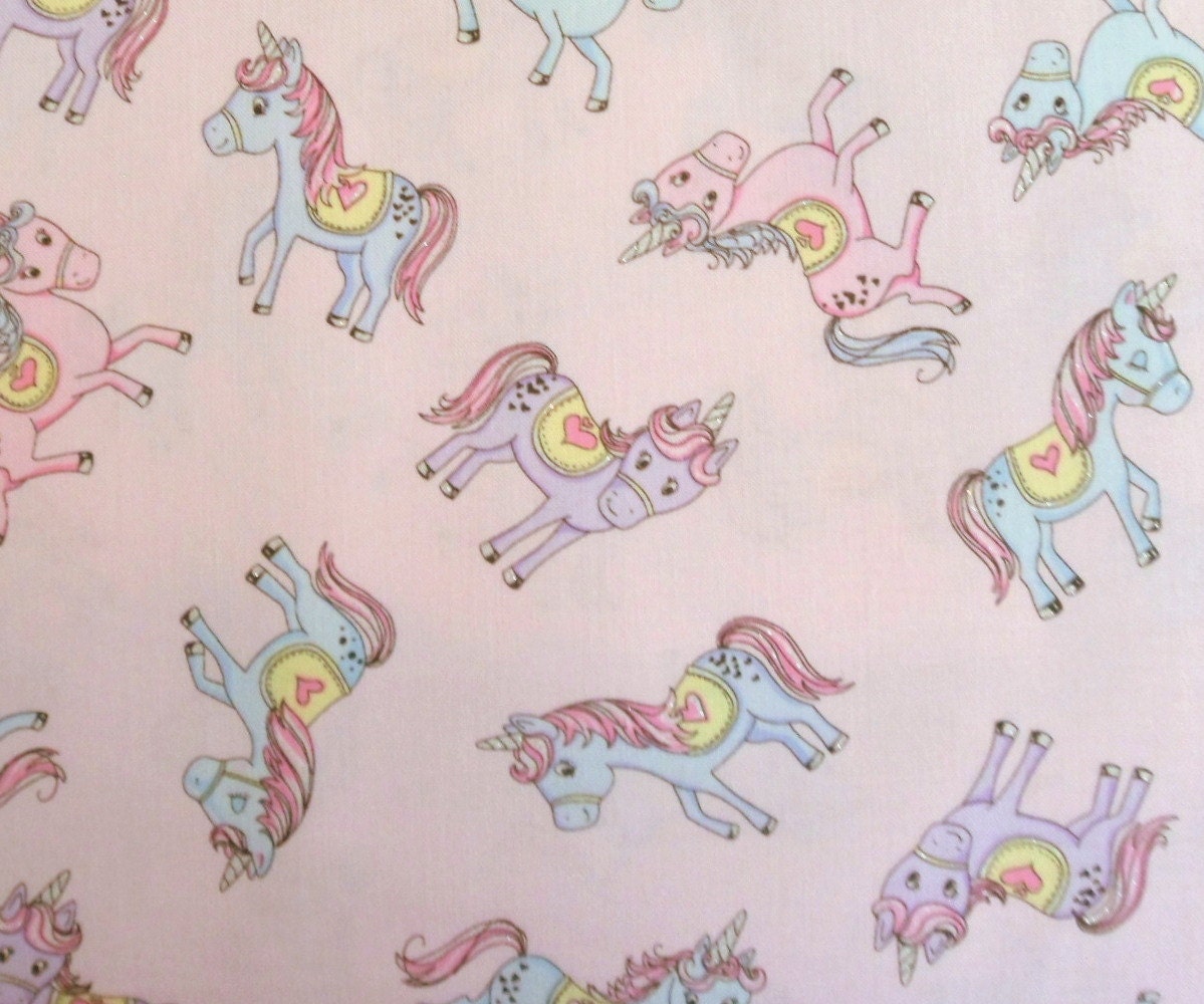 Unicorn Fabric Pink Unicorn Fabric Girls Pony Material Unicorn
