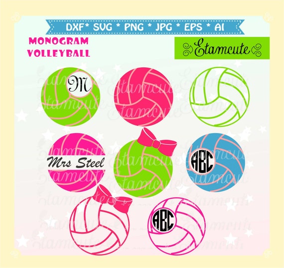 Download Volleyball Monogram svg cutting file sport volleyball clip