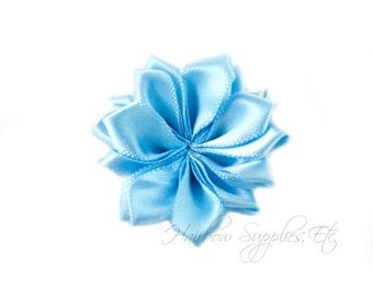 Light Blue Dainty Star Flowers 1-1/2 inch - Light Blue Fabric Flower, Light Blue Silk Flower, Light Blue Hair Flower, Light Blue Flowers