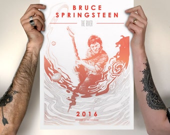 Bruce Springsteen Print // Available as A4 or A3 - The River Tour - Gig Poster - Band Posters - Illustrated Print - Band Poster Print