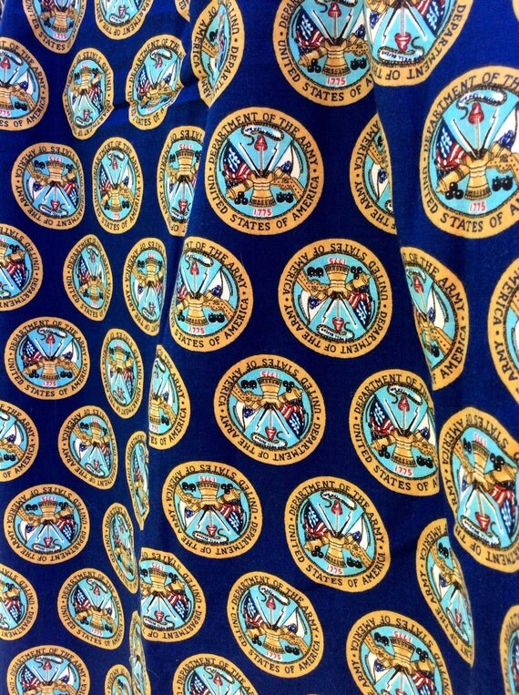 United States Army Vintage Cotton Quilting Fabric retro