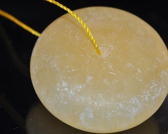 One 30x11mm Frosty Yellow ARAGONITE/CALCITE Quartz Crystal Large Disc Rondelle Beads - H1057