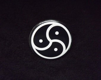 BDSM Triskelion Pin Back Button 2.25" Kink Triskele BDSM Emblem