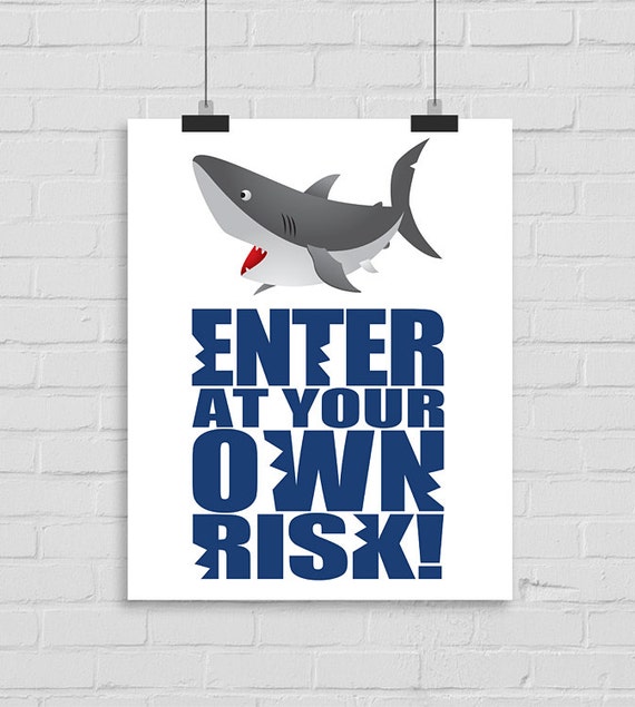 Shark Wall Art enter at your own risk wall art shark wall print shark wall Shark Wall Art enter at your own risk wall art shark wall print shark wall