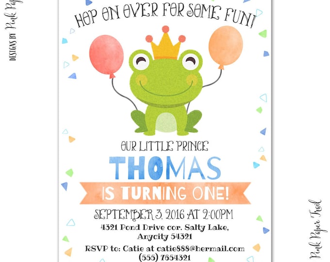 Frog Prince Invitation - Little Frog Prince - Birthday, Baby Shower, Bridal Shower Printable Invitation - Print Your Own