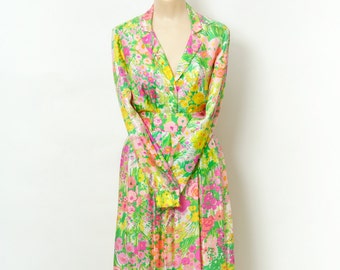Vintage dress / 60s Dress / Vintage 1960's Dress / 50s 60s Psychedelic Print Sun Dress / 2pc / 2pc outfit set / retro / skirt / 1960s