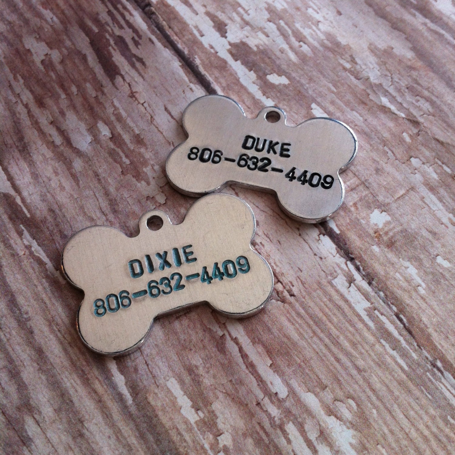 Hand stamped dog id tag Aluminum dog tag Pet id tag Lost