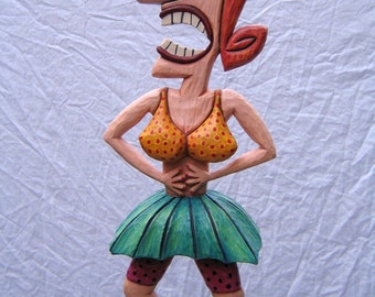Short Skirt, Original Wood Sculpture by Fig Jam Studio