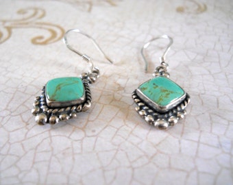 Turquoise & Sterling Silver Earrings — December Birthstone
