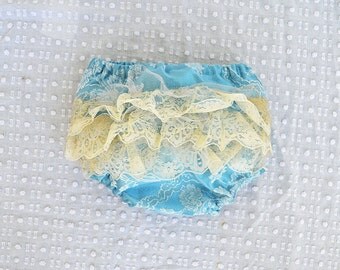 Blue Silk Lacy Gold Sparkle Bloomers
