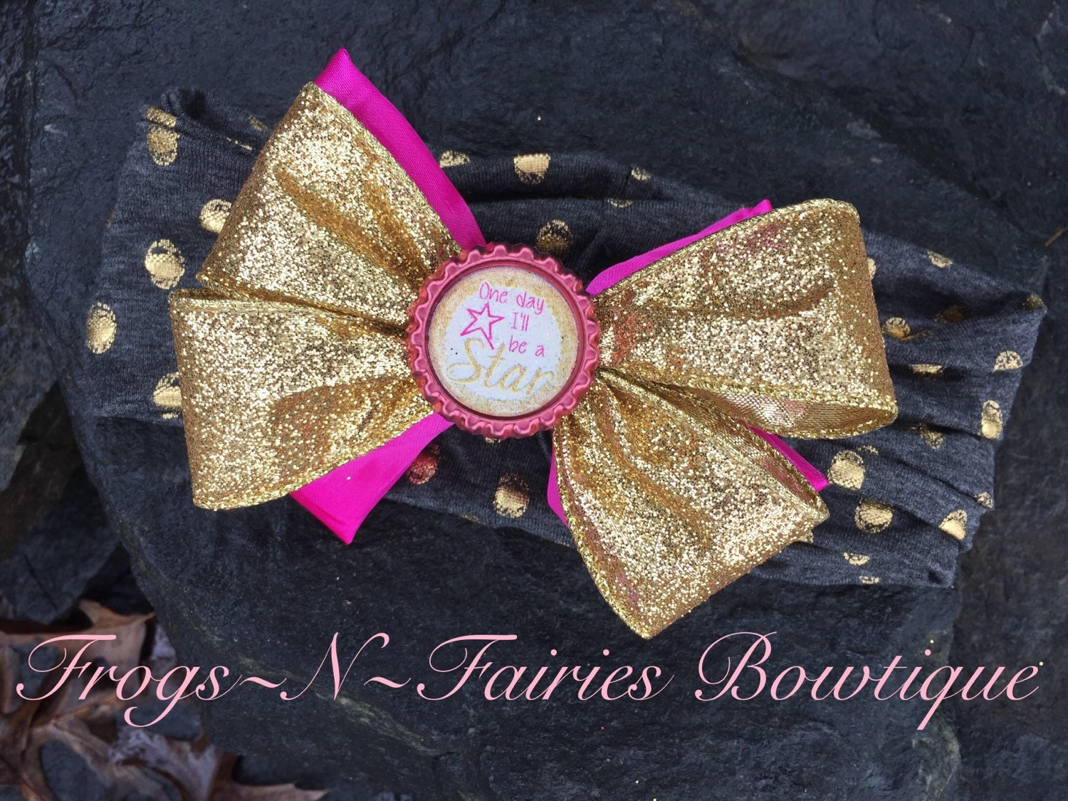 Pink And Gold Glamour Headwrap Turban Bow 0028