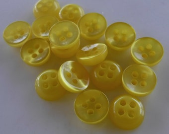 18 Yellow Mini Cup Round Buttons Size 5/16"